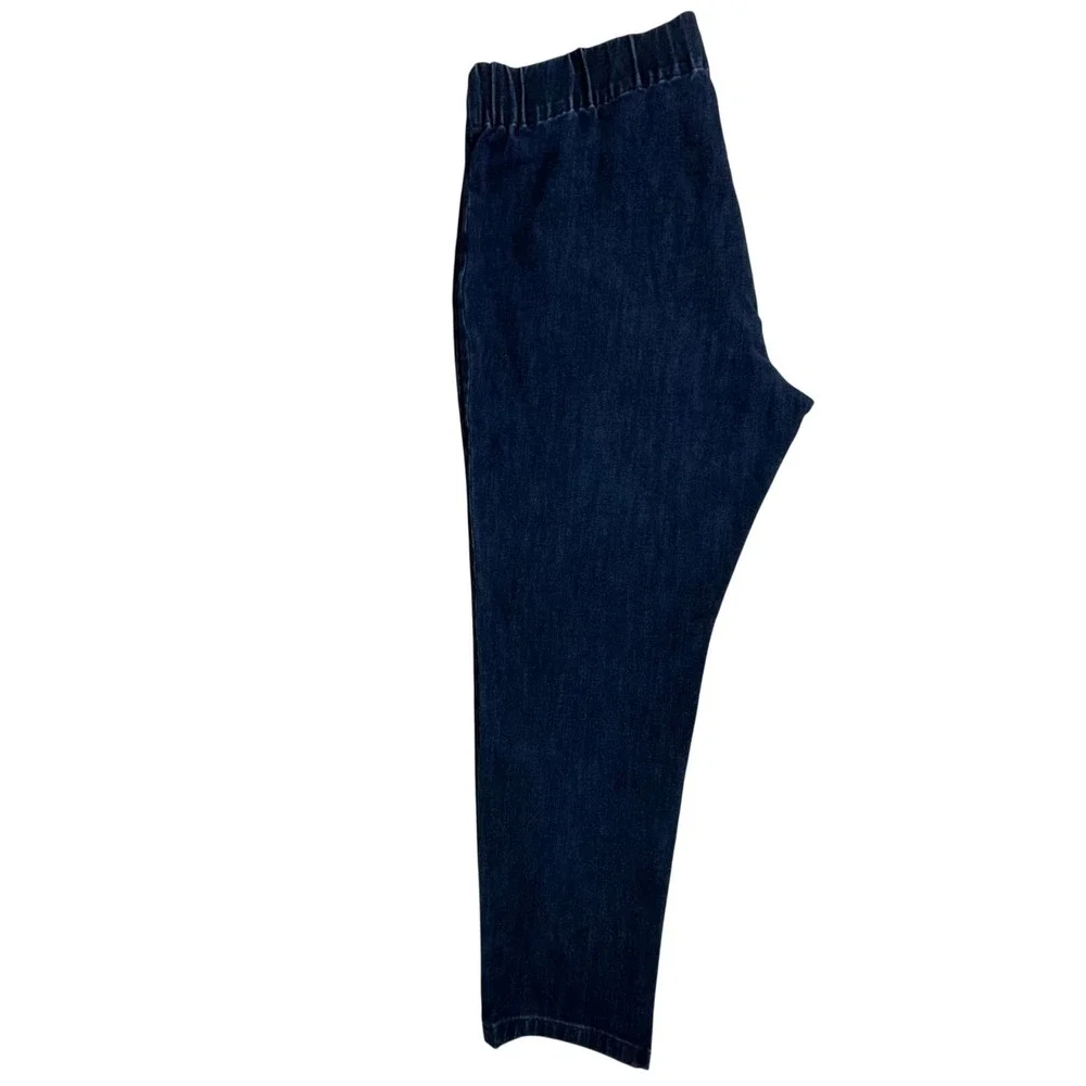 Soft Surroundings Pull On Jeans XL Dark Wash Blue Elastic Waist Denim‎ Pants